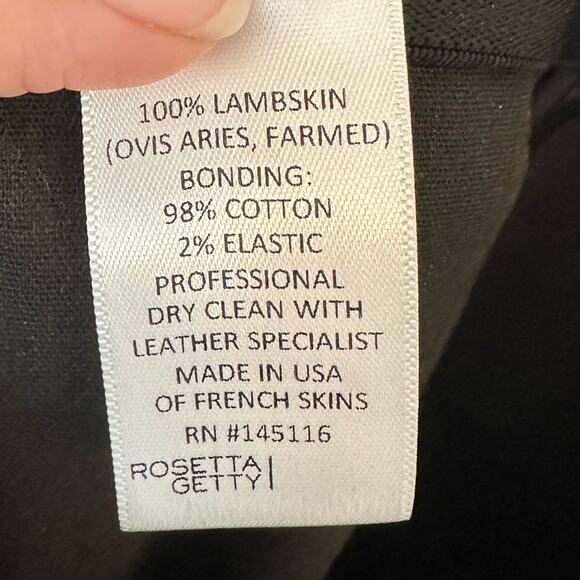 Rosetta Getty Pintuck Flare Leather Pants size US 2 Black Pull-On - Picture 12 of 15